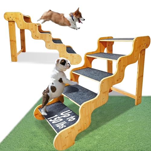 Dog Steps for Bed (Brown / 5-Step 35.8x17x24.4 inch)