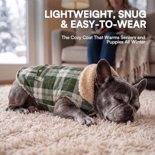Plaid Winter Dog Jacket Waterpoof Coat Warm Cold Weather Vest (Large / Green-White Plaid)