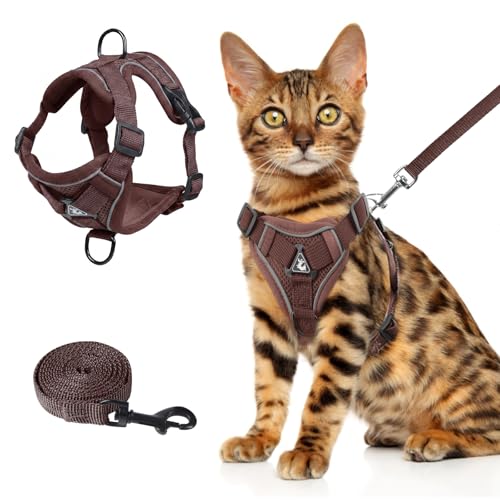 cat Chest Harness and Leash (Brown / L:11.02-16.5lb)