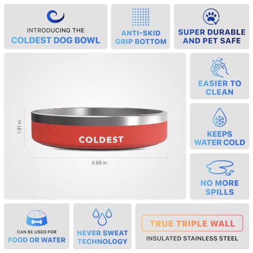 Coldest Dog Bowl (21 oz / Crimson Red)