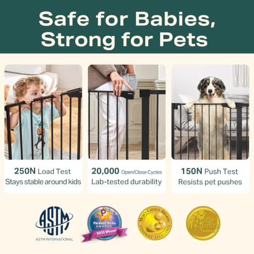 30 46" Baby Gate for Stairs (Black / 30"-46" W x 30.5" H)