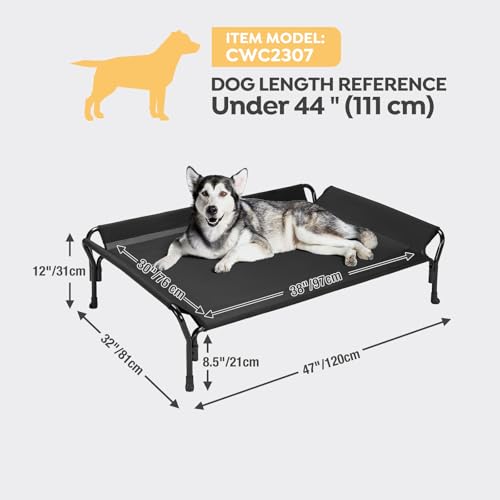 Cooling Elevated Dog Bed (Black / 47.0"L x 32.0"W x 12.0"Th)
