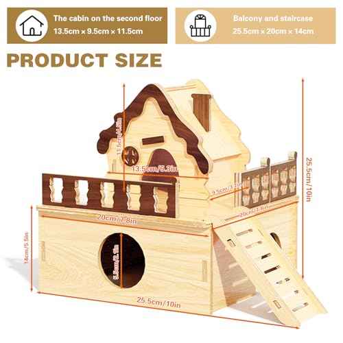 Wooden Hamster Platform and Dwarf Hamster House (BrownL)