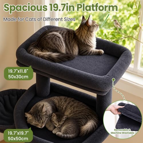 Cat Tree Tower for Indoor Large Adult Cats (Dark Grey)