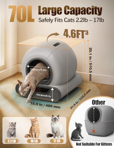70L Anti Pinch Feature Automatic Cat Litter Box