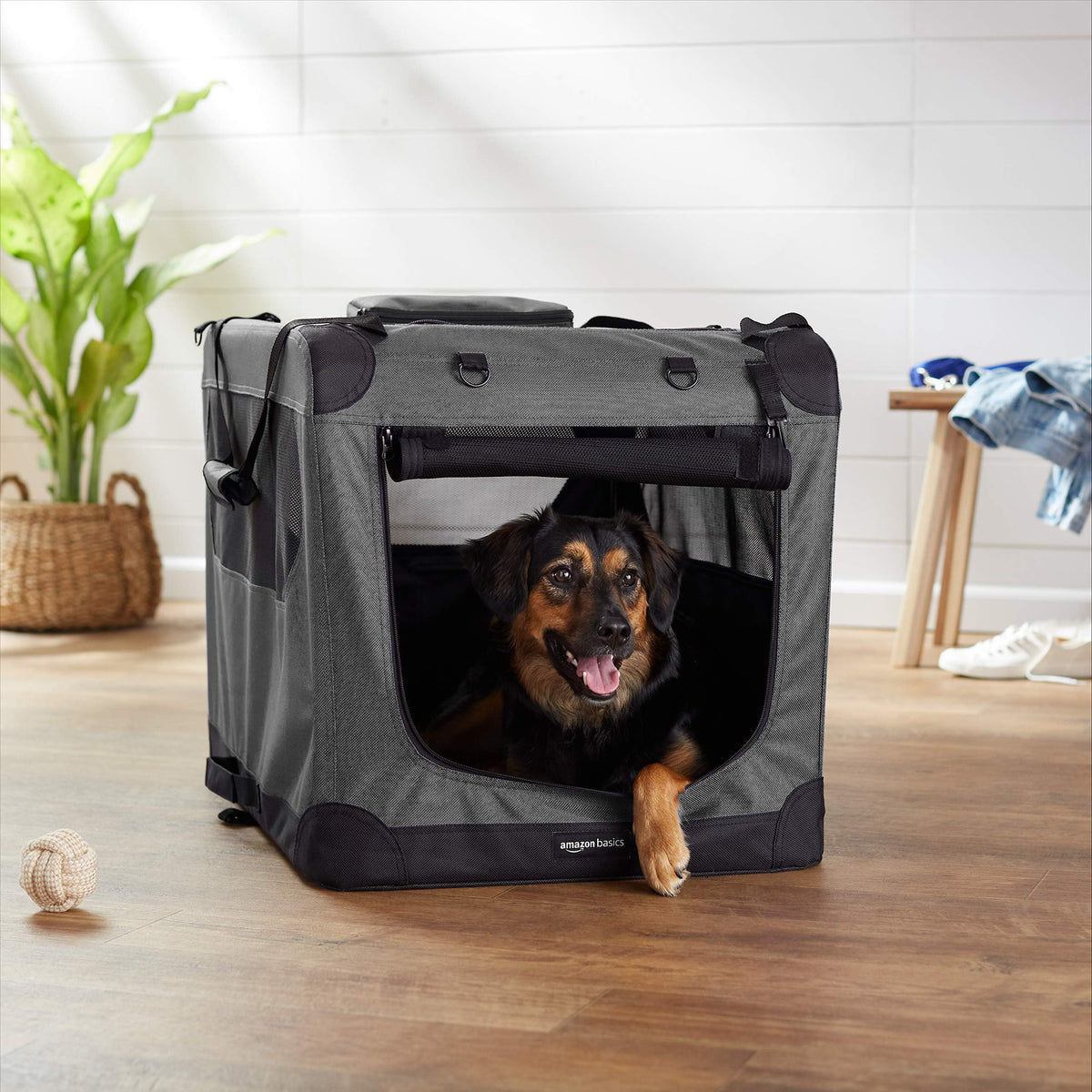 Folding Portable Soft Pet Dog Crate Carrier Kennel with Fleece Pad (GREY / 30.0"L x 21.0"W x 21.0"H)