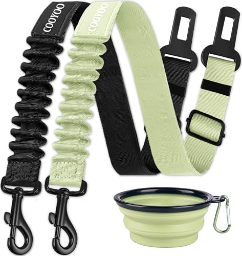 Dog Seat Belt (Set 11-Black+Light Green)