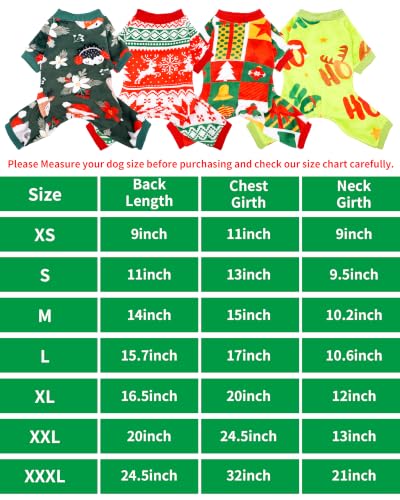 4 Pack Christmas Fleece Dog Pajamas Warm for Small Dogs (Small)