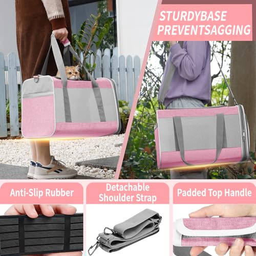 Large Cat Carrier Soft (Pink / 18.1"L x 11.8"W x 11.8"H)