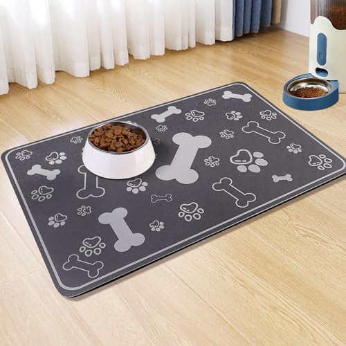 Pet Feeding Mat (18"L x 12"W / Square Dark Grey)