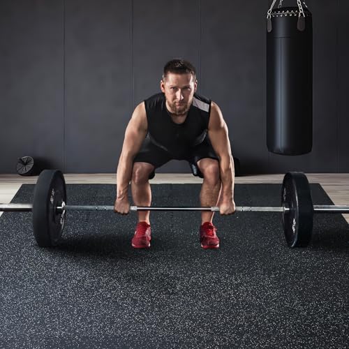 0.56In 100sq.ft 25 Tiles Gym Flooring for Home Gym (Black & White / 25"L x 25"W x 0.56"Th)