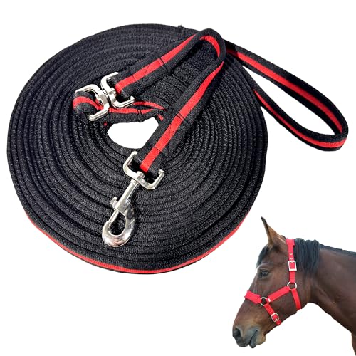 Lunge Line for Horse (Black&Red&Black) / 34ft/10m)