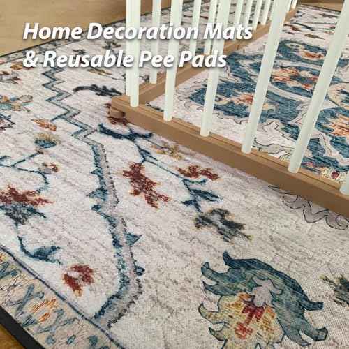 2PACK Washable Pee Pads for Dogs (72x72 Inch (Pack of 2) / Beige/Floral)