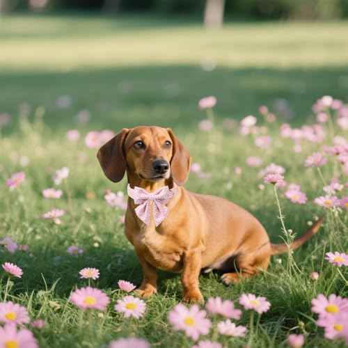 Floral Dog Collar with Sailor Bow (Pink Daisy(Sailor Bow) / X-Small (Pack of 1))
