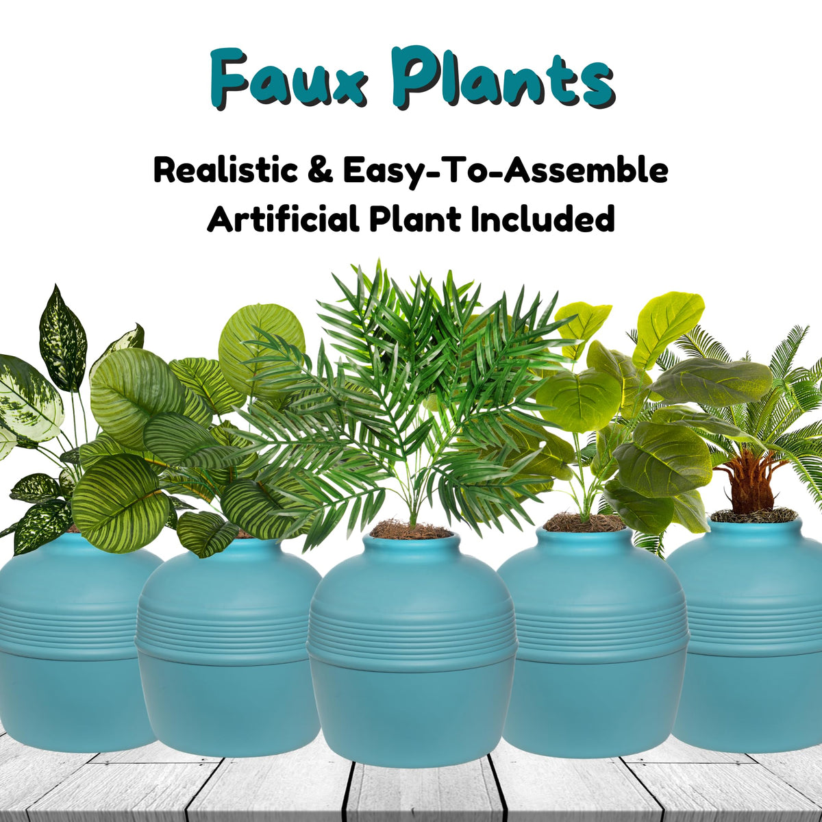 Original Hidden Litter Box Planter (Palm Plant / Essentials Kit / Coastal Blue)