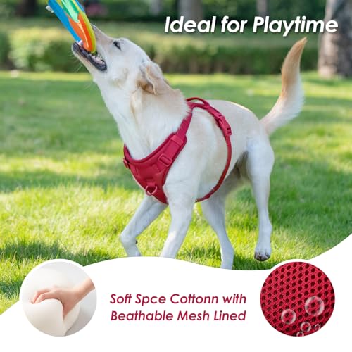 No Pull Dog Harness for Large Sized Dogs Puppy Vest No Choke (Burgundy Red / XL(Neck:24.8-38.6", Chest:29.1-45.3"))