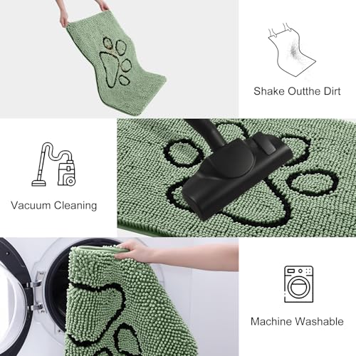 Dog Door Mat for Muddy Paws (48"X30" / Olive Green and Black)