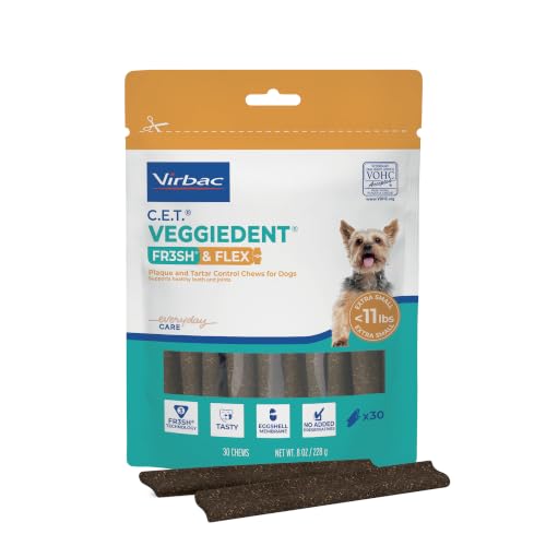 C.E.T. Veggiedent Fr3sh & Flex Plaque and Tartar Control Chew for Dogs (Extra Small Under 11lbs)