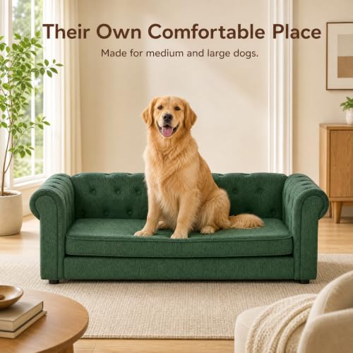 Dog Sofa Couch for Medium to Large Dogs (55 inch-1 / Green)