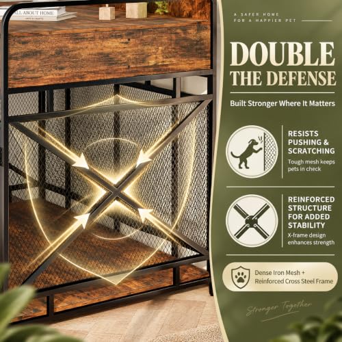 Dog Crate Furniture (48"L x 27.6"W x 38"H / Rustic Brown)