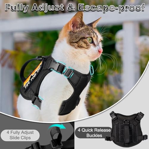 Tactical Cat Harness and Leash Set for Walking (L / black)