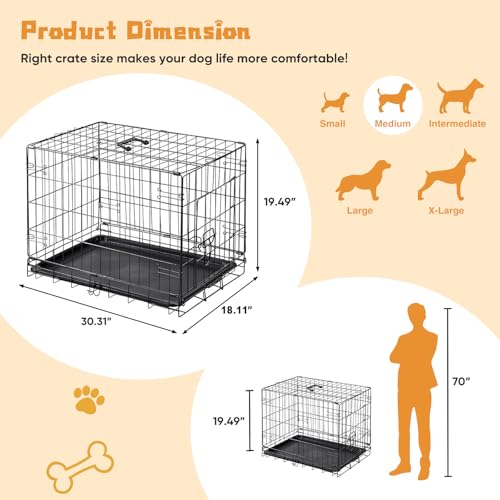 Dog Crate Single Door 30 Inch Portable Puppy Dog Cage (30.0"L x 18.1"W x 19.5"H)