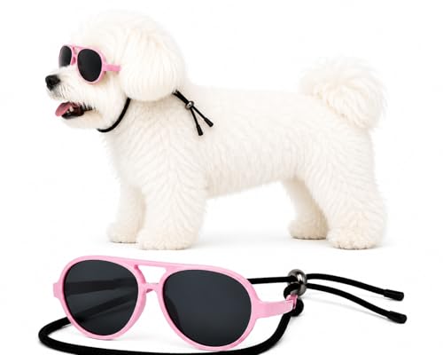 G029 Dog Cat Pet Aviator Pilot Sunglasses Glasses for Small Breeds up to 15lbs (S, Up to 15lbs, 2-pack Pink + Pink-pink mr)