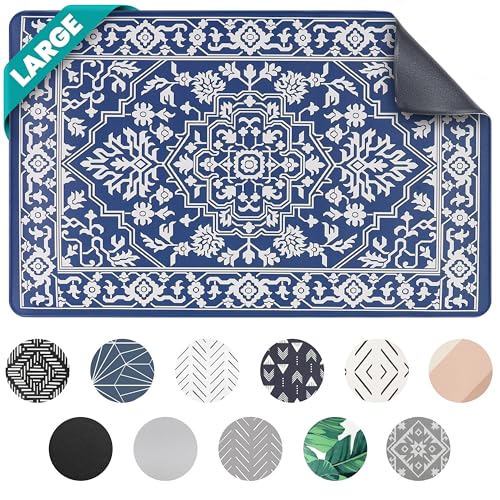 Large Dog Mat for Food and Water (16.5"L x 26"W / Large Casablanca)
