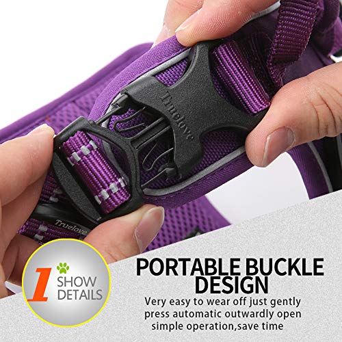 Truelove No Pull Dog Harness with Easy Control Handle and 2 Leash Attachments (X-Small / purple)