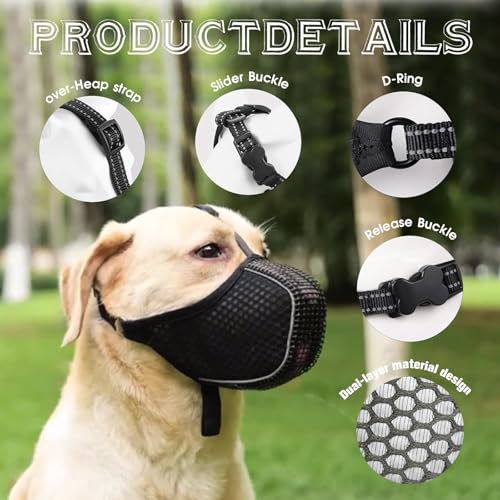 Dog Muzzle Anti Biting Mesh Soft Muzzles for Small Medium Large Dogs (M)