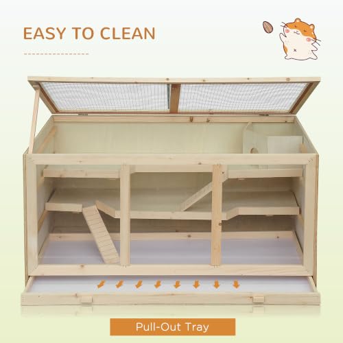 45" Extra Large Wooden Hamster Cage (Natural)