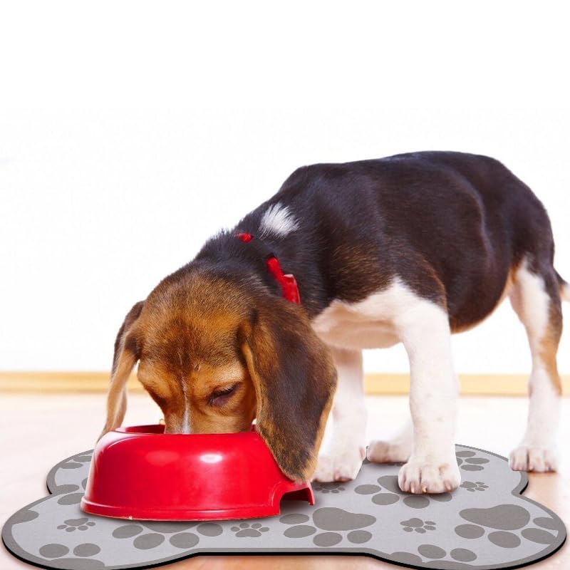 Dog Food Mats for Floors Waterproof (Gray / 23.6"L x 15.7"W)