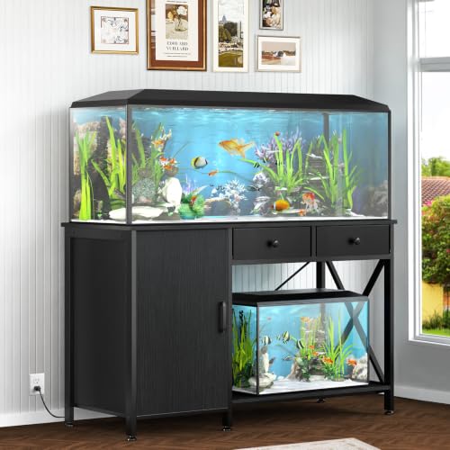 55 75 Gallon Aquarium Stand with Cabinet Drawer (Blcak / 55-75 Gallon)
