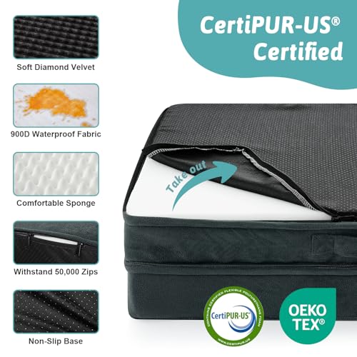 Orthopedic Dog Bed for Medium Small Size Dogs (Black / M:30x20x6.5 inch)