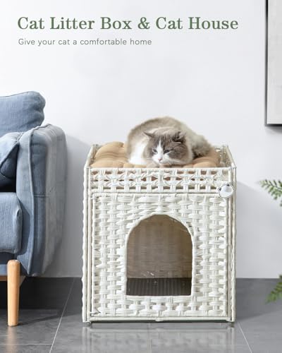 Cat Litter Box Enclosure Furniture (White / Standard)