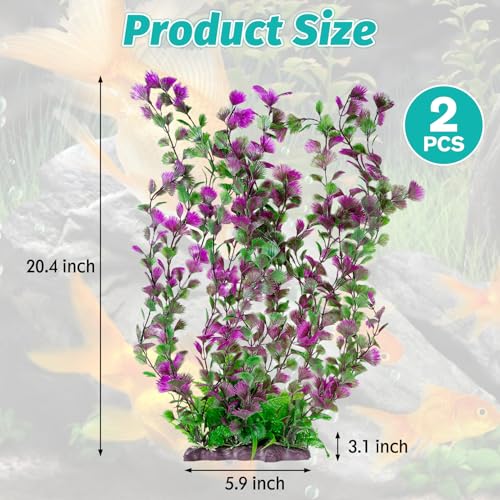 Aquarium Plastic Plants Aquarium Decor Artificial Fish Tank Plants (B*2 Pcs / 20.4 in)