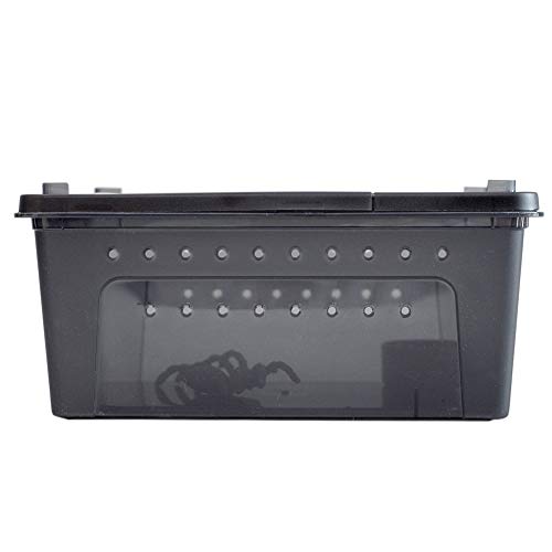 Portable Reptile Terrarium Habitat for Mini Pet Houses Breathable Holes Stackable Container (1PCS-Black-M)