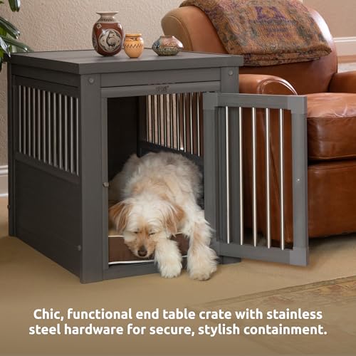 ECOFLEX® Medium Furniture Style Dog Crate & End Table (Grey / 29.5"L x 21.1"W x 25.2"H)