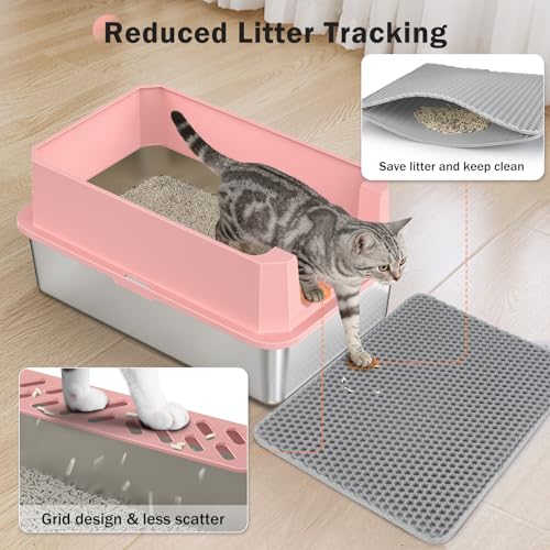 Stainless Steel Litter Box (Pink / XL)