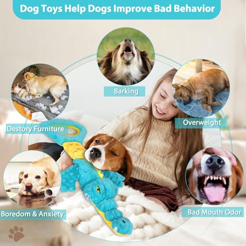 Dog Toys Cute Alligator Dog Toy Tough Plush Puppy Toy for Playtime (Blue02)