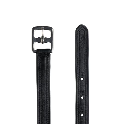Double Stitched Adjustable Stirrup Leathers with Nylon (Black / 63")