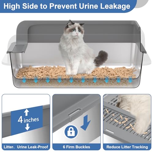 XXXL Stainless Steel Sifting Litter Box with Lid (XXXL:28''x20''x10'')