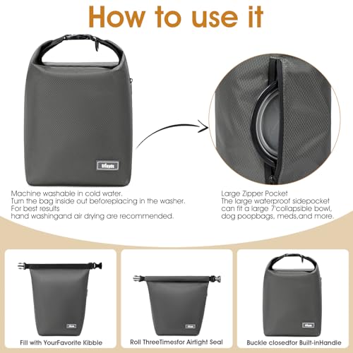 Travel Dog Food Container Pet Food Storage Bag Containers 2PCS Collapsible Travel Dog Bowls Waterproof Camping Storage Essentials Kibble Carrier 20L Easy to Clean (Gray / 20L)