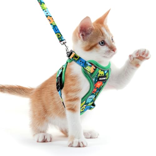 Cat Harness and Leash Set (H604 Pro Green Monster / X-Small (4-6lb))