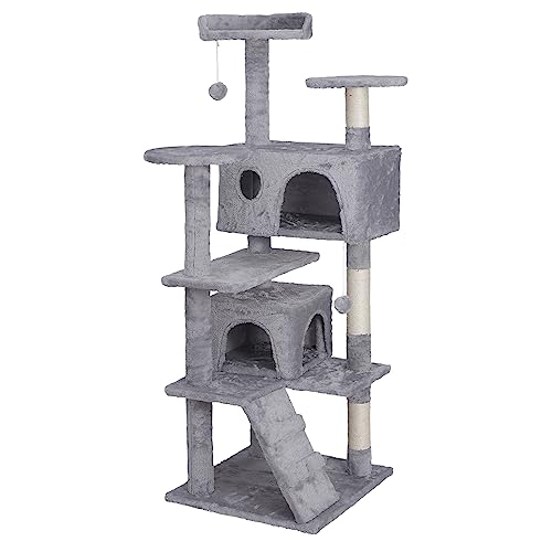 54 in Cat Tree Tower for Indoor Cats Multi (Light Grey)