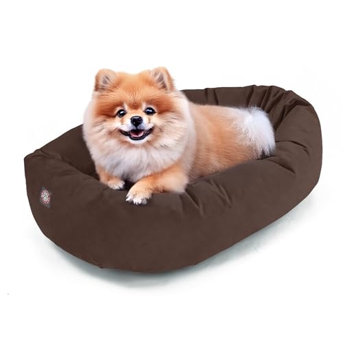 Suede Shredded Memory Foam Mix Calming Dog Bed Washable (Chocolate)