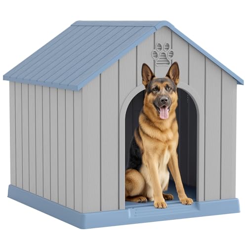 Large Dog House Outdoor Indoor for Medium Large Dogs (Blue / 36.2" L × 38" W × 38" H)