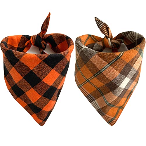 Fall Dog Bandanas 2 Pack (Orange / X-Large)