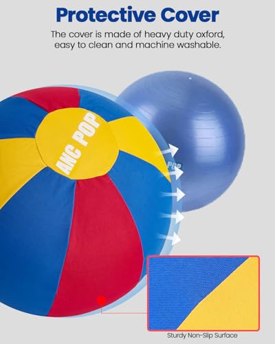 Herding Ball for Dogs Horse & Cover 25" Ball for Horses Large with Hand Pump for Play Horse Toys for Horses Stall (Red and Blue and Yellow / 25 inches)