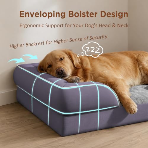 Waterproof Orthopedic Dog Bed for Medium Size Dog (30.0"L x 20.0"W x 7.0"Th / Purple)